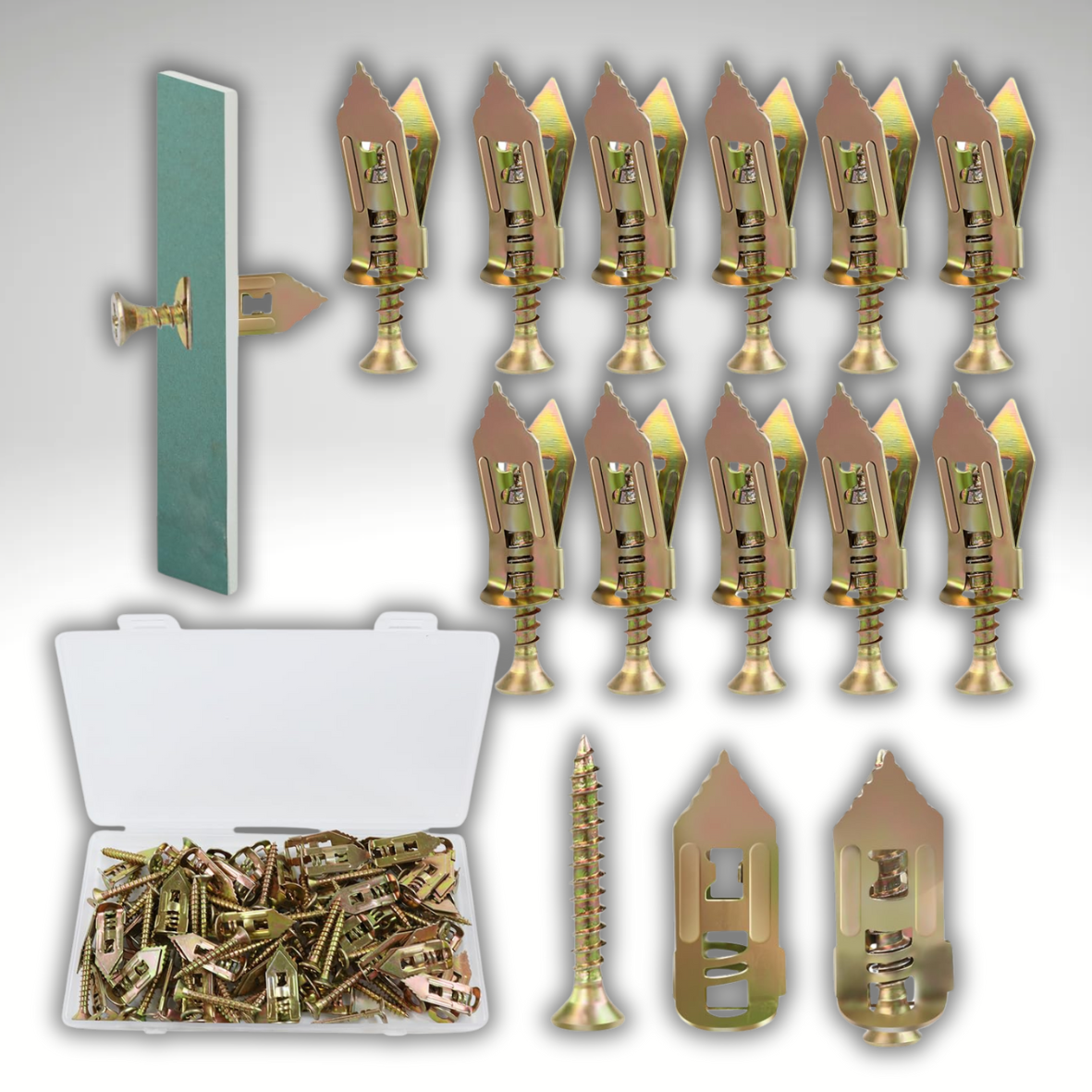 100Pack Self-Drilling Drywall Anchors with Screws for TV Cabinets and Shelves