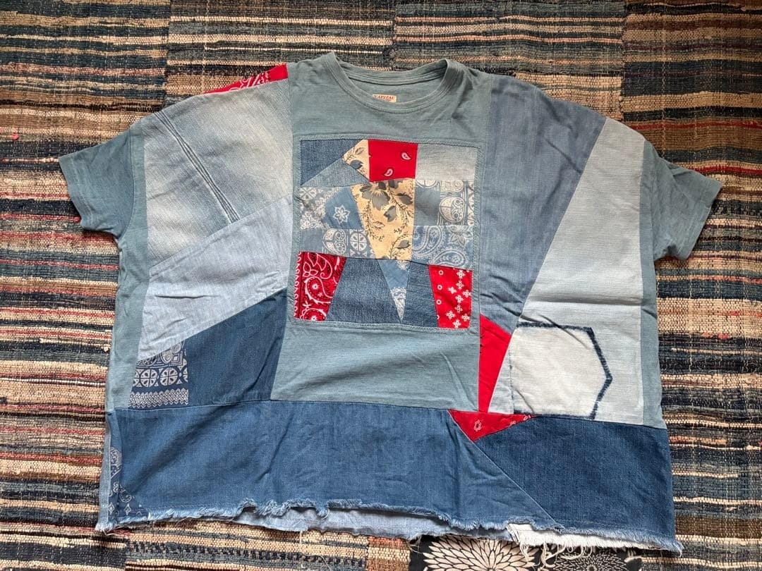 KAPITAL Patchwork Pattern BORO Oversize T-Shirt I… - image 1