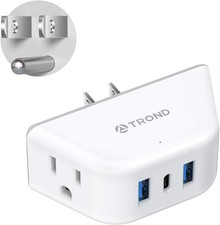 Outlet Extender with USB, Wall Splitter with 2 AC Sockets, 3 USB Ports, 3-Side D