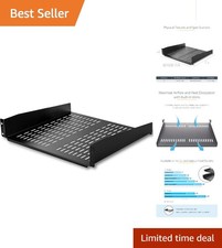 Universal 2U Rack Mount Shelf - 50lb Capacity, Vented Design for 19" Cabinets