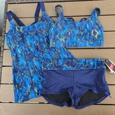 TYR Womens Kamali Emma Tank & Top Boyshort Active Navy/royal Size S NEW Sample