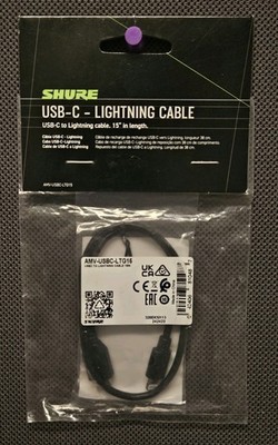 Shure USB-C To Iphone Cable 15'' Long Cable AMV-USBC-LTG15