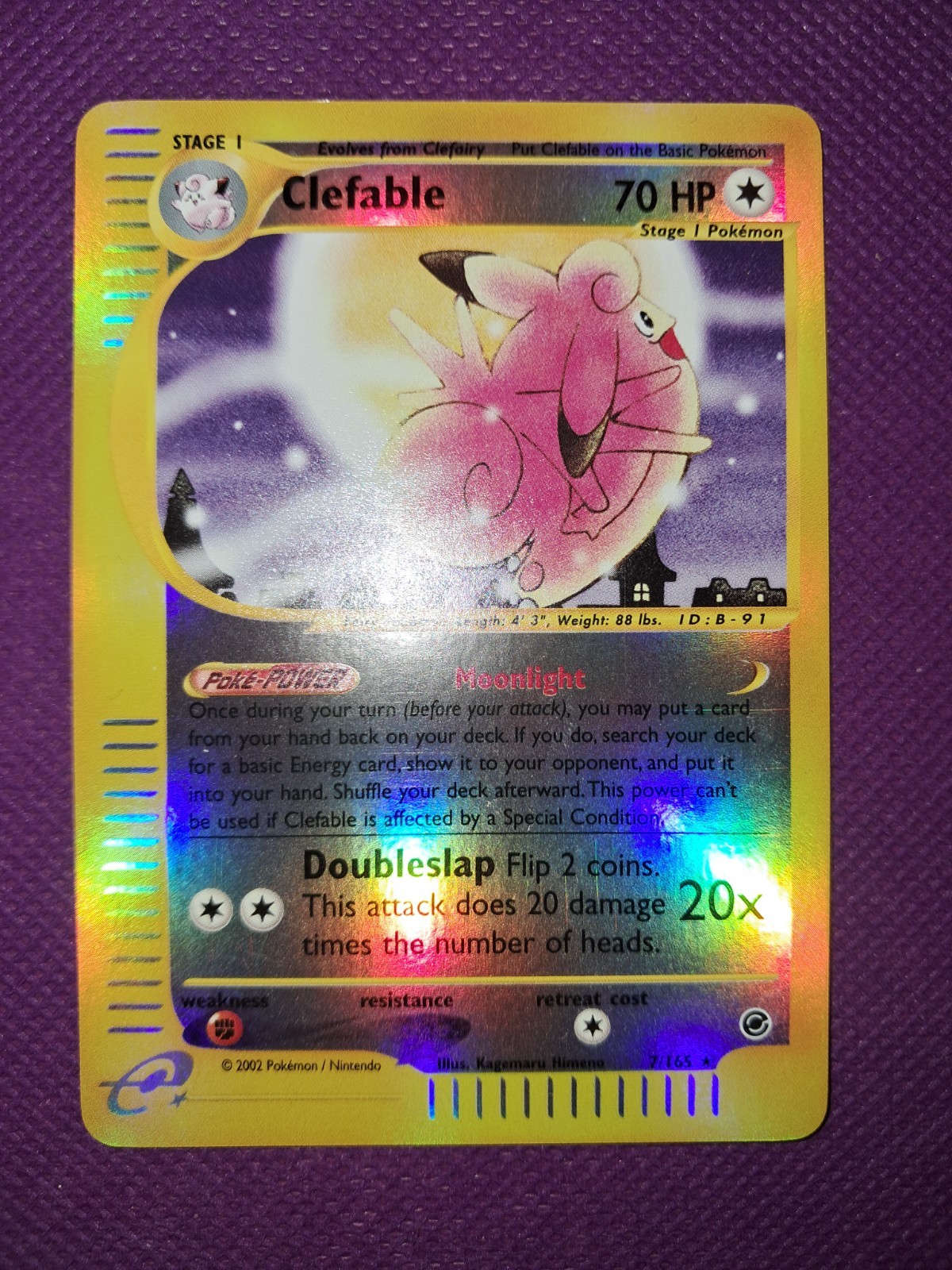 Pokemon Card - Clefable Expedition Base Set 7/165 Reverse Holo Rare