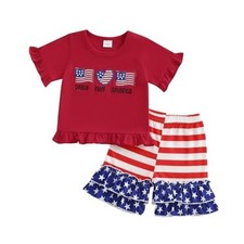 Toddler Baby Girl 4th of July Outfit 18-24 Months Red Peace Love America