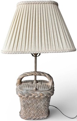 Vintage Ethan Allen Table Lamp French Basket Country Cottagecore Woven Brown