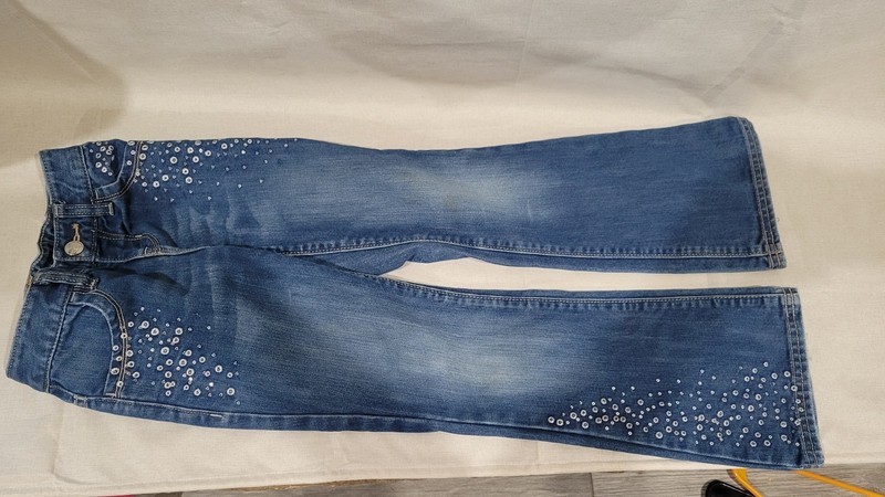 Old Navy Girls Bootcut Blue Denim Jeans Studded Embroidered Size 7