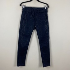 Pantalones al tobillo Bevy Flog Shely con cordón talla 25 azul marino estampado de pitón