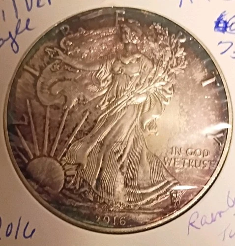 U.S. Mint American Silver Eagle 2016 1 oz Silver. Nice  Toned