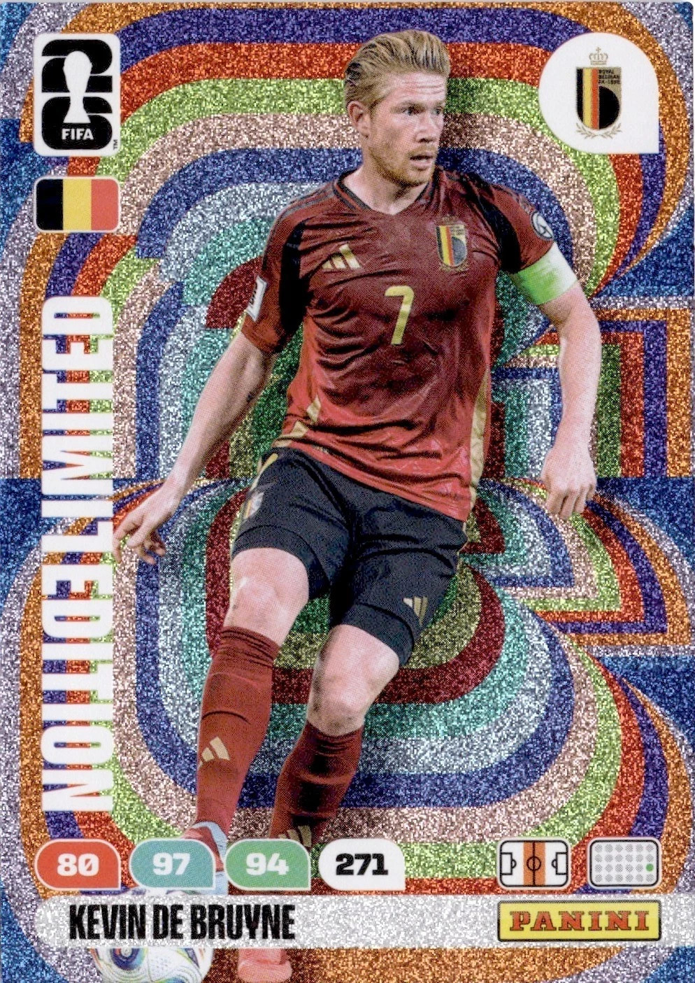 Kevin De Bruyne Limited Edition Panini FIFA 365 2026 Rainbow Foil Card | Belgium