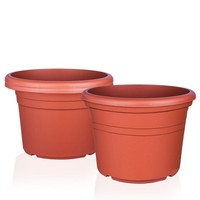 3X Blumentopf 20Cm Rund Kunststoff PflanzküBel Pflanztopf ÜBer TöPfe Terrakotta