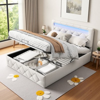 Boxspringbett 140x200 cm Polsterbett Doppelbett mit Stauraum Lattenrost aus Holz