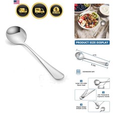 Juego de cucharas sopera de acero inoxidable 20 piezas cucharas redondas caldo 6,7 pulgadas