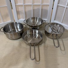 Melissa  Doug Pretend Play Stainless Steel Cookware Pots Pans Lid and Colander
