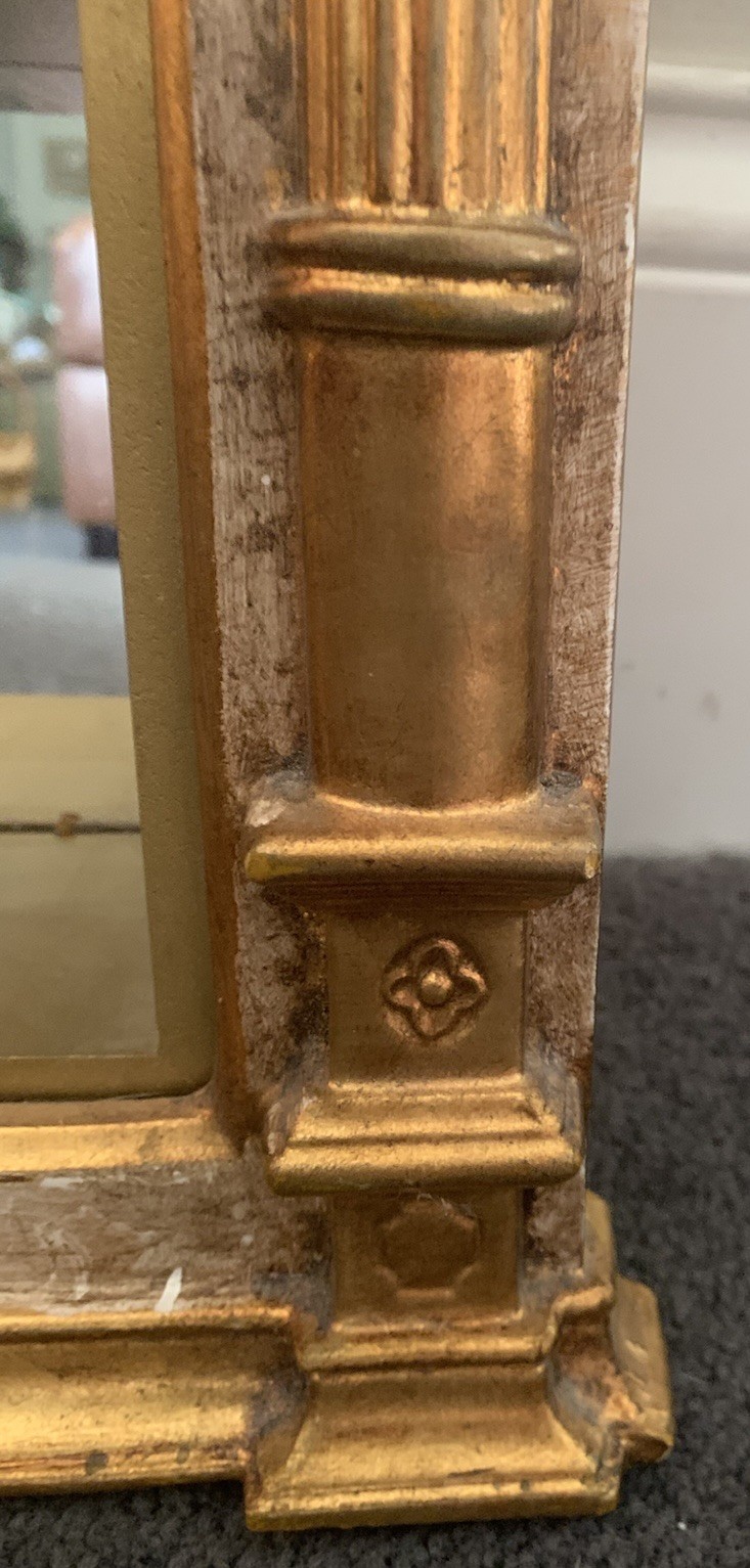 Italian Gold Greek Pediment Display Case Curio Cabinet Shelves w/Mirrored Back