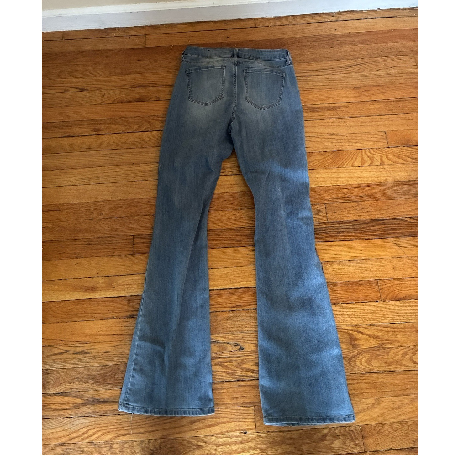Fashion Nova Distressed Blue Bootcut Jeans Cotton Denim 5-Pocket Design Pockets