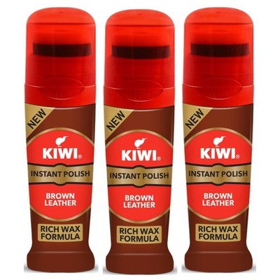 Kiwi Instant Polish für braunes Leder sofortiger reichhaltiger Glanz hält länger 75 ml x 3