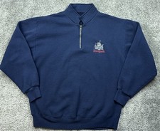 Disneyland Sweater Kids XL Blue Quarter Zip Pullover Fleece Embroidered Castle