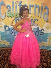 Pink Pageant Dress   Glitz Rhinestone Ball Gown, Corset Back, Size 10