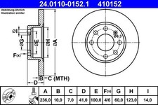 2x ATE Bremsscheibe 24.0110-0152.1 für OPEL