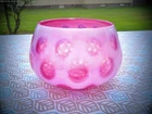 FABULOUS VINTAGE Fenton Cranberry Pink Opalescent Coin Dot bowl