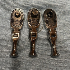 Snap-on Tkf72 Flex Head Stubby Ratchet 3pc Set Used Snap-on Tkf72 Flex Head Stubby Ratchet 3pc Set Used