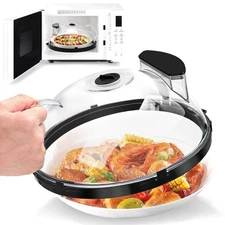 Microwave Splatter Cover with Water Steamer, 12 inch Clear Microwave Plate Co...