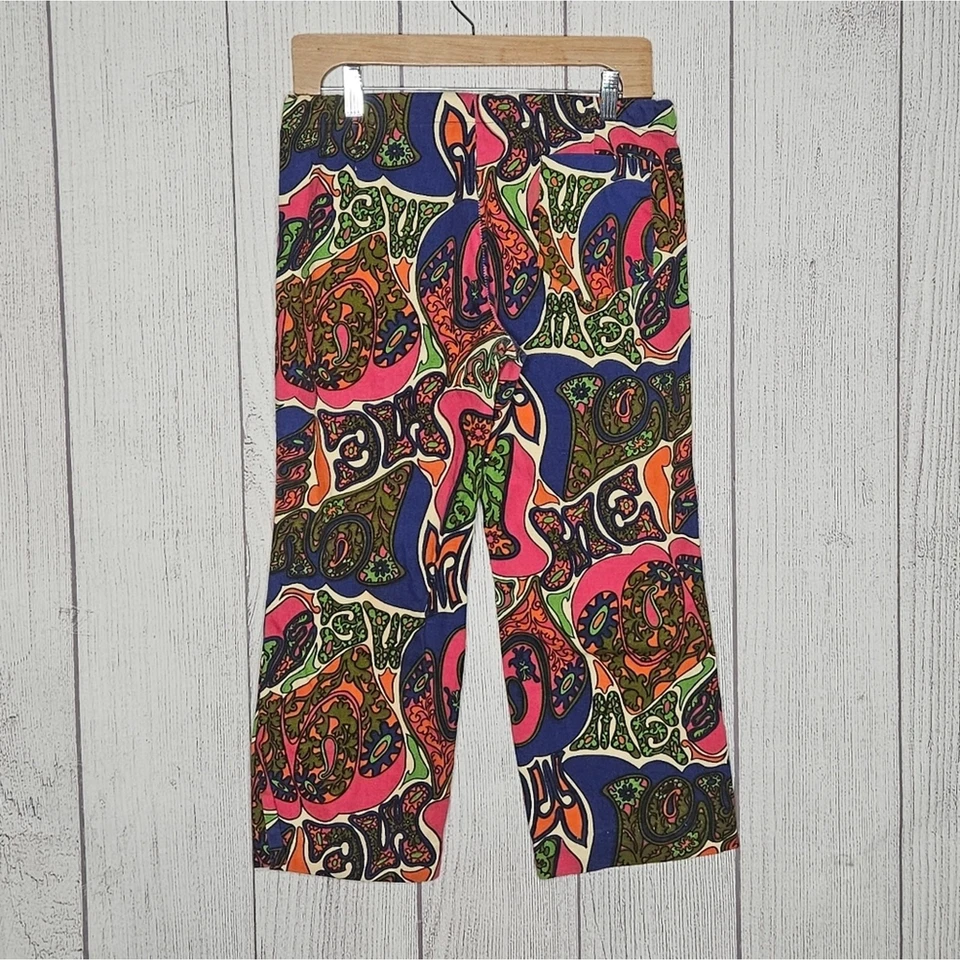 Amazing Psychedelic Groovy VTG 1960s Jantzen LOVE ME Cropped Pants, 31x23 - Image 3 of 4