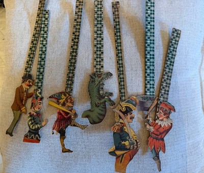Antique C1890 Punch & Judy Theater Character Lot   Paper Lithograph Figures