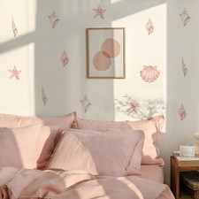 Pale Pink Shell Art Wall Decals, Peel and Stick Wall Stickers for Living Nurs...