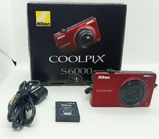 Nikon COOLPIX S6000 Red Digital Camera Tested Compact 14MP 7x Zoom Boxed Japan