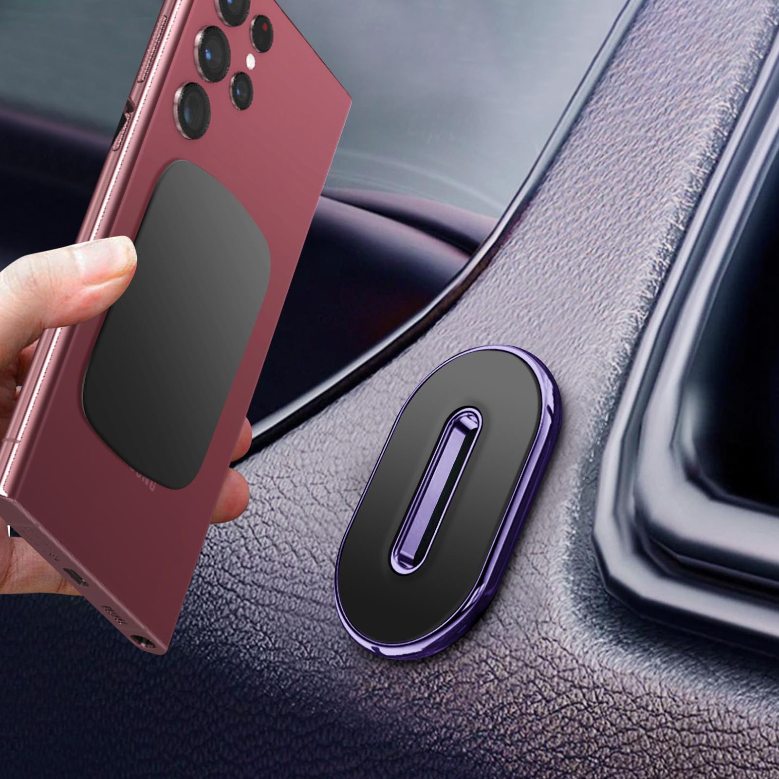Support voiture magnetique smartphone universel fixation adhesive tableau de bord - 3