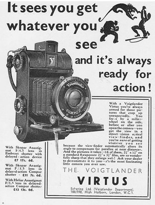 VOIGTLANDER Die Virtus Kamera - Vintage Werbung 1934
