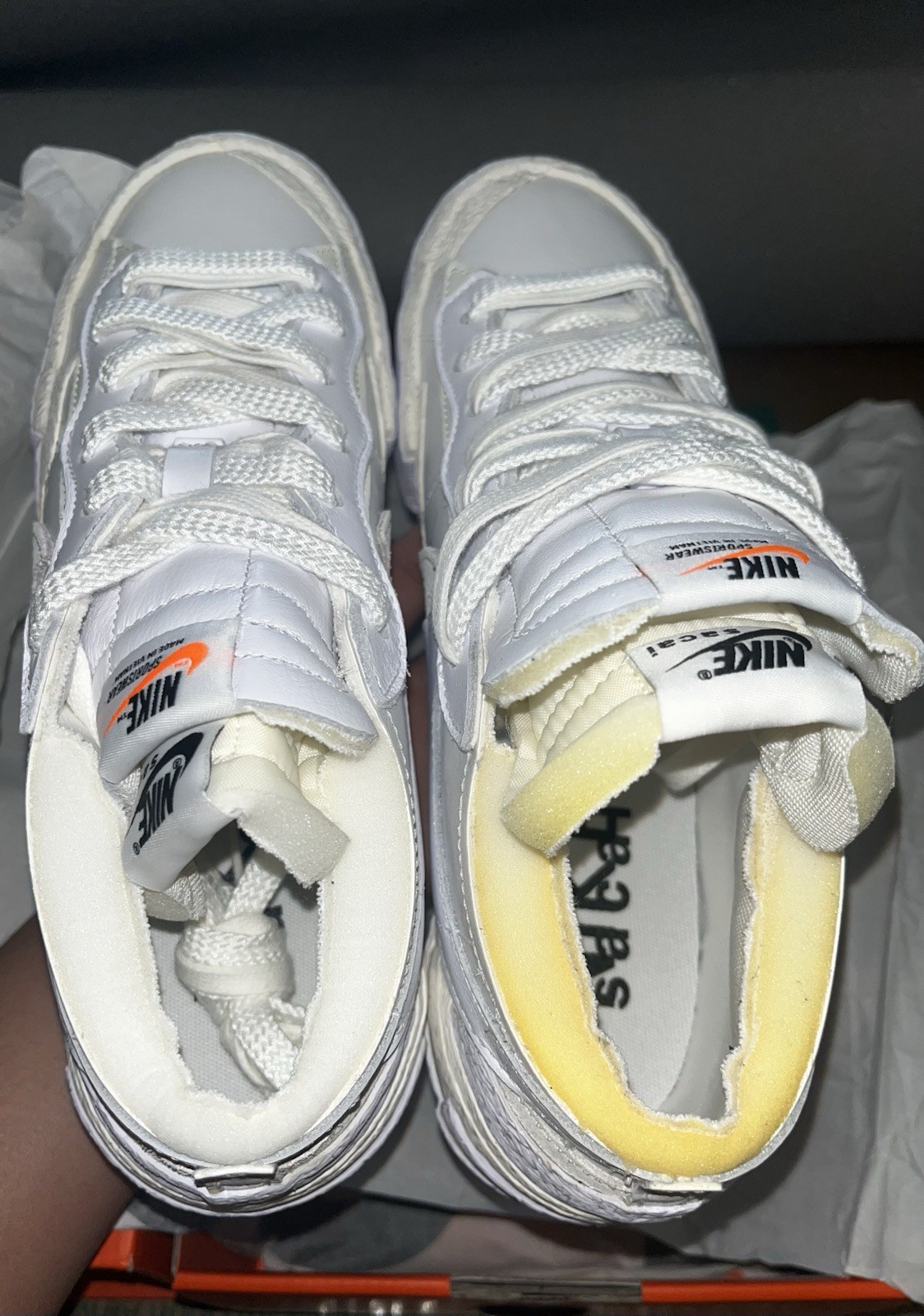 SACAI X NIKE Taglia 8 Blazer uomo Nike Sacai x basso bianco patentato (100% autentico) nuovo!