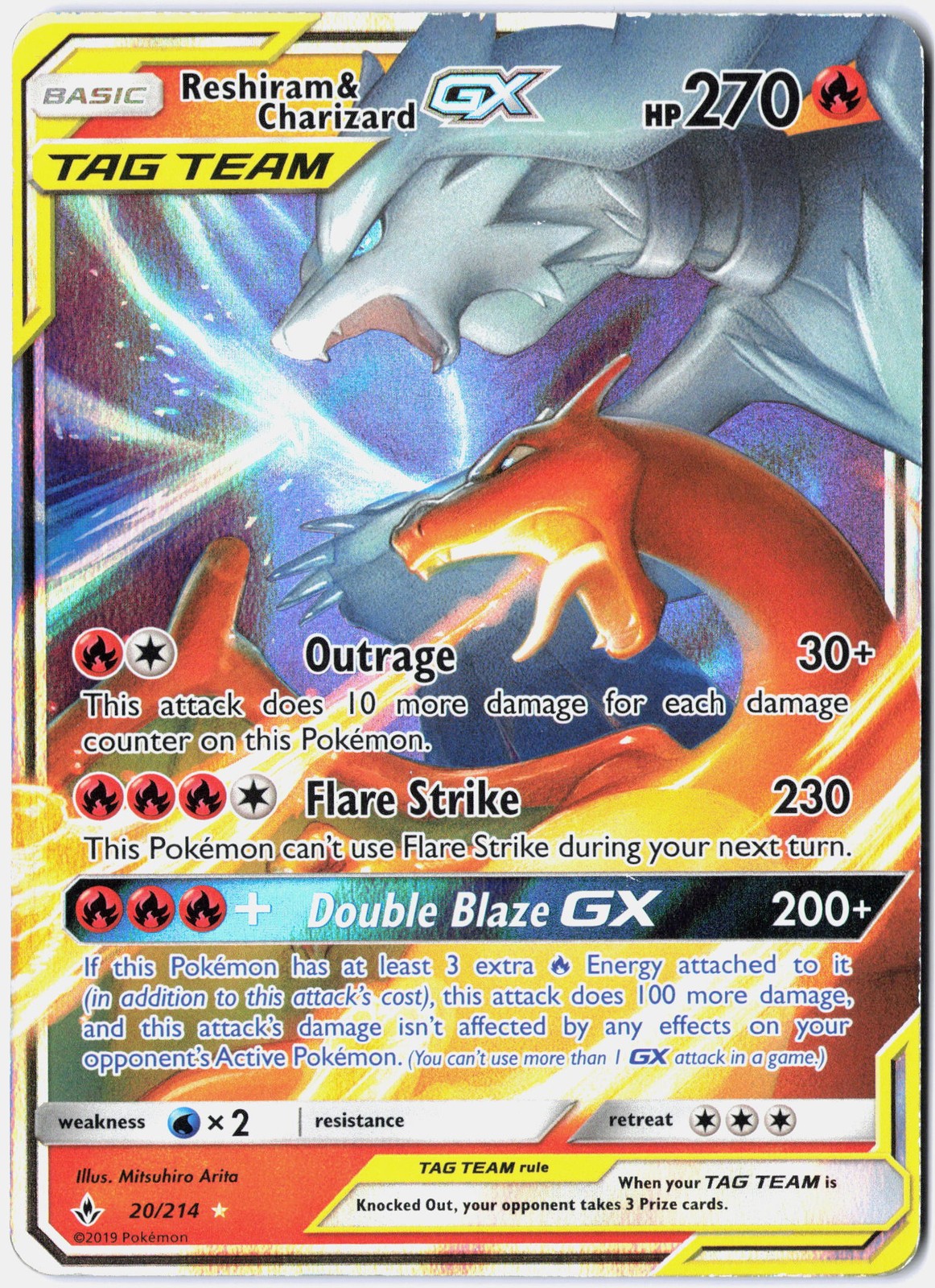 Pokemon *Reshiram & Charizard GX X1 Ultra Rare* (MP) 20/214 SM - Unbroken Bonds