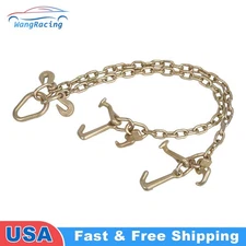 G70 V-Chain Bridle 3' Legs Tow Chain w/ R T J Cluster & Grab Hooks 4700lbs WLL