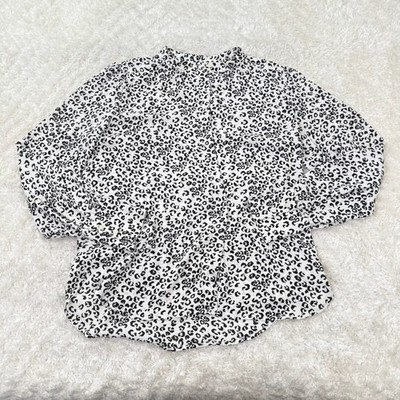 LOFT Blouse Women's S Leopard Print  Mock Neck Long Sleeve Lightweight Top