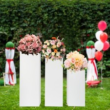 White Square Cylinder Pedestal Stand For Wedding Party Display Stand Decor