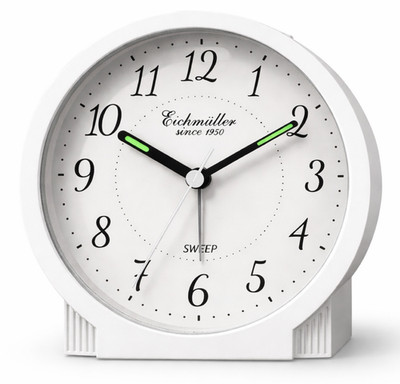Eichmüller Analog Wecker | schleichende Sekunde | Alarm und Nachtlicht | Weiß