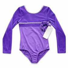 NWT Danskin Now Girls Small 6 6X Long Sleeve Leotard w/Surplice Back Hair Tie