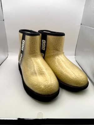 UGG Classic Bootie Womens US 7 Clear Faux Fur Lined Mini Waterproof Ankle Boots