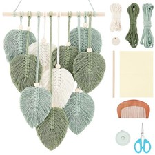 DIY Macrame Leaf Wall Hanging Beginners Macrame Kit Leaf Woven Tapestry Feath...