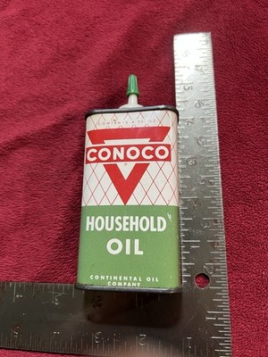 Vintage Conoco Household Oil Tin Can, 4oz. Oiler, Partially Full.