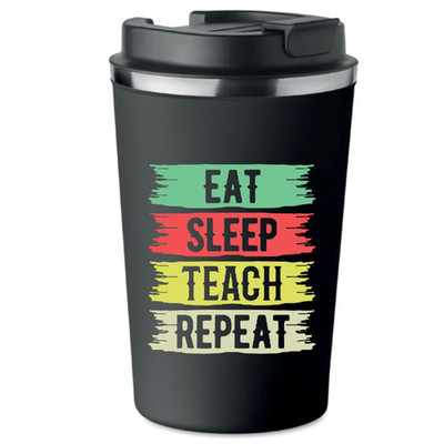 Premium Thermobecher für den Lehrertag Eat Sleep Teach Repeat KT_112