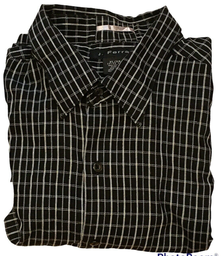 J. Ferrar Men's Size XL Long Sleeve Collar Stays Black Plaid Shirt - 第 1/12 張圖片