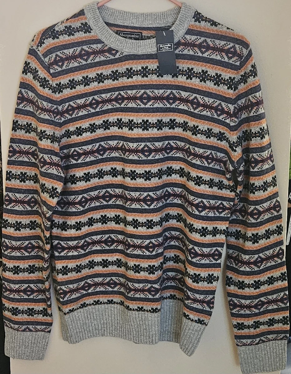 Abercrombie And Fitch Fair Isle Multi Color Stripe Men Sweater NWT Size M
