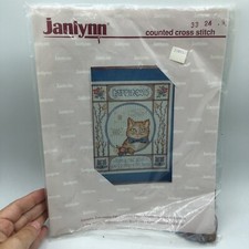 Vtg Janlynn Counted Cross Stitch Kit NOS Cat Happiness USA