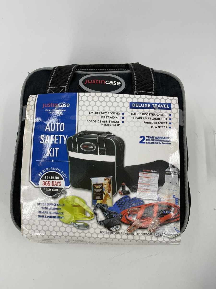 NWT Justin Case Deluxe Travel Auto Safety Kit w/ Black Case New