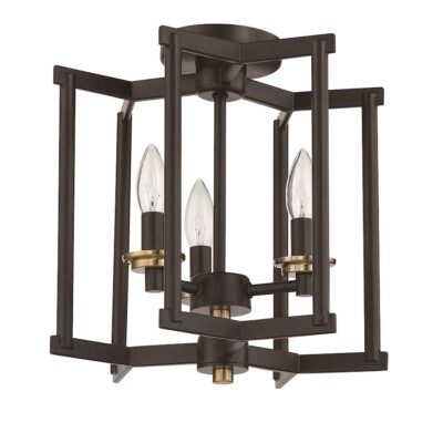 Craftmade Avante Grand 3Lt Cage Conv Semi Flush/Pendant, BK/BS - 56953-FBSB