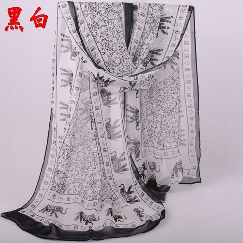 160 50cm Indian Elephants Fashion Ladies Scarves Chiffon Scarf Women Shawls X197 - Picture 6 of 16