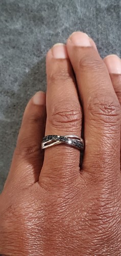 .33ctw Blue Diamond Criss Cross Band Ring Rhodium Over Sterling Silver - Picture 2 of 8